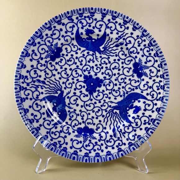 Vintage Japanese Blue & White Phoenix Plate | Hand-Painted Porcelain | Japan - Picture 2 of 7